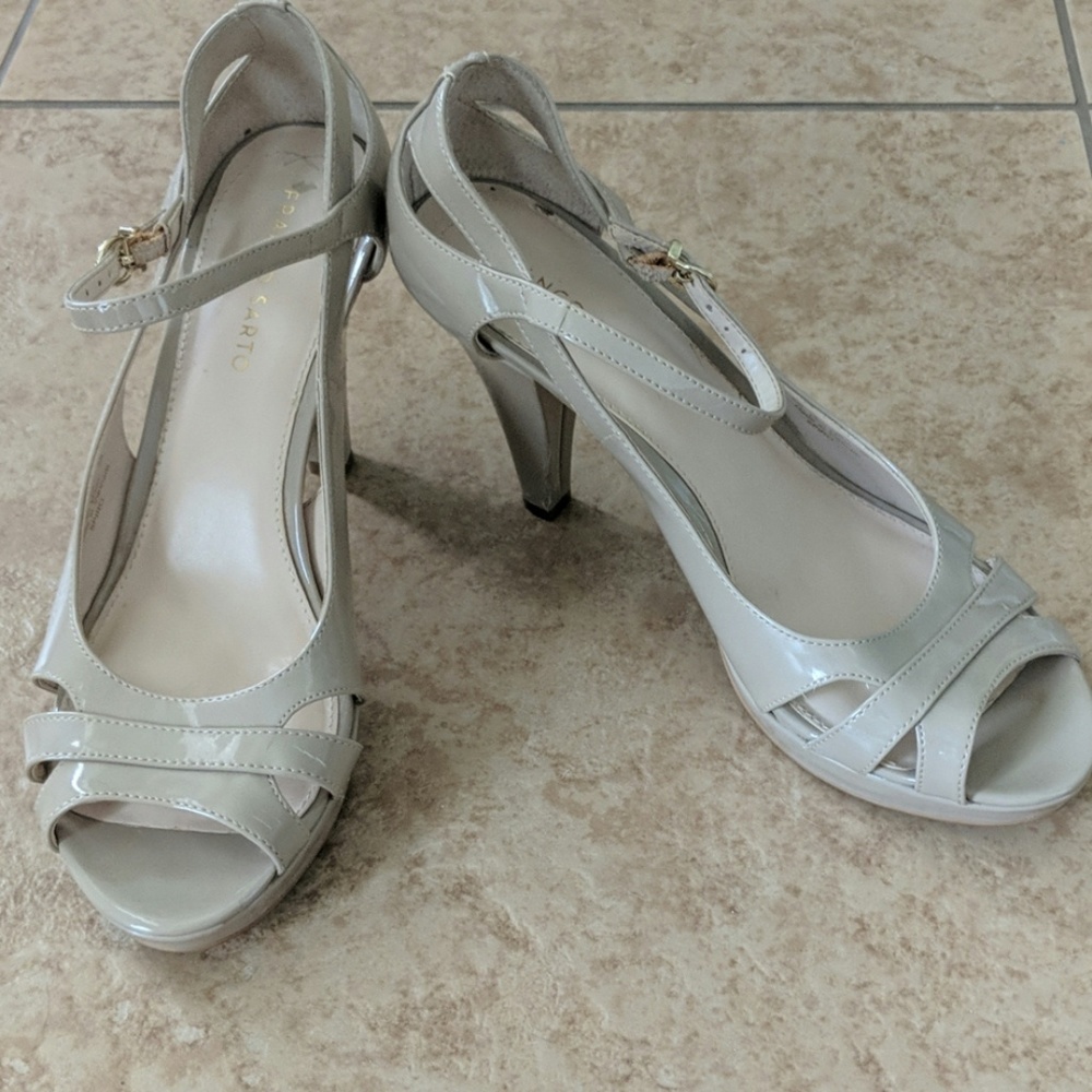 Franco Sarto nude ankle strap heels